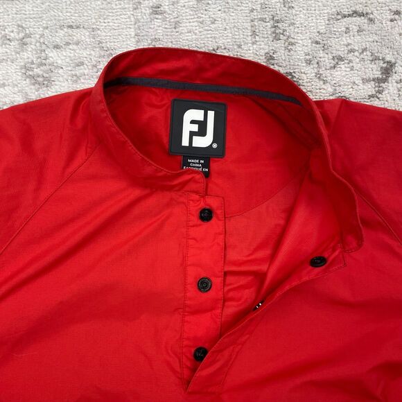 Footjoy FJ Pullover Golf Windbreaker Red 1/4 Button Jacket Mens Size Medium - Picture 8 of 8